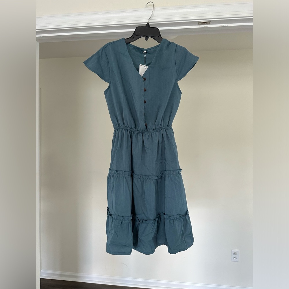 NWT - Zesica Boho Short Sleeve Ruffle Mini Dress - Size Small